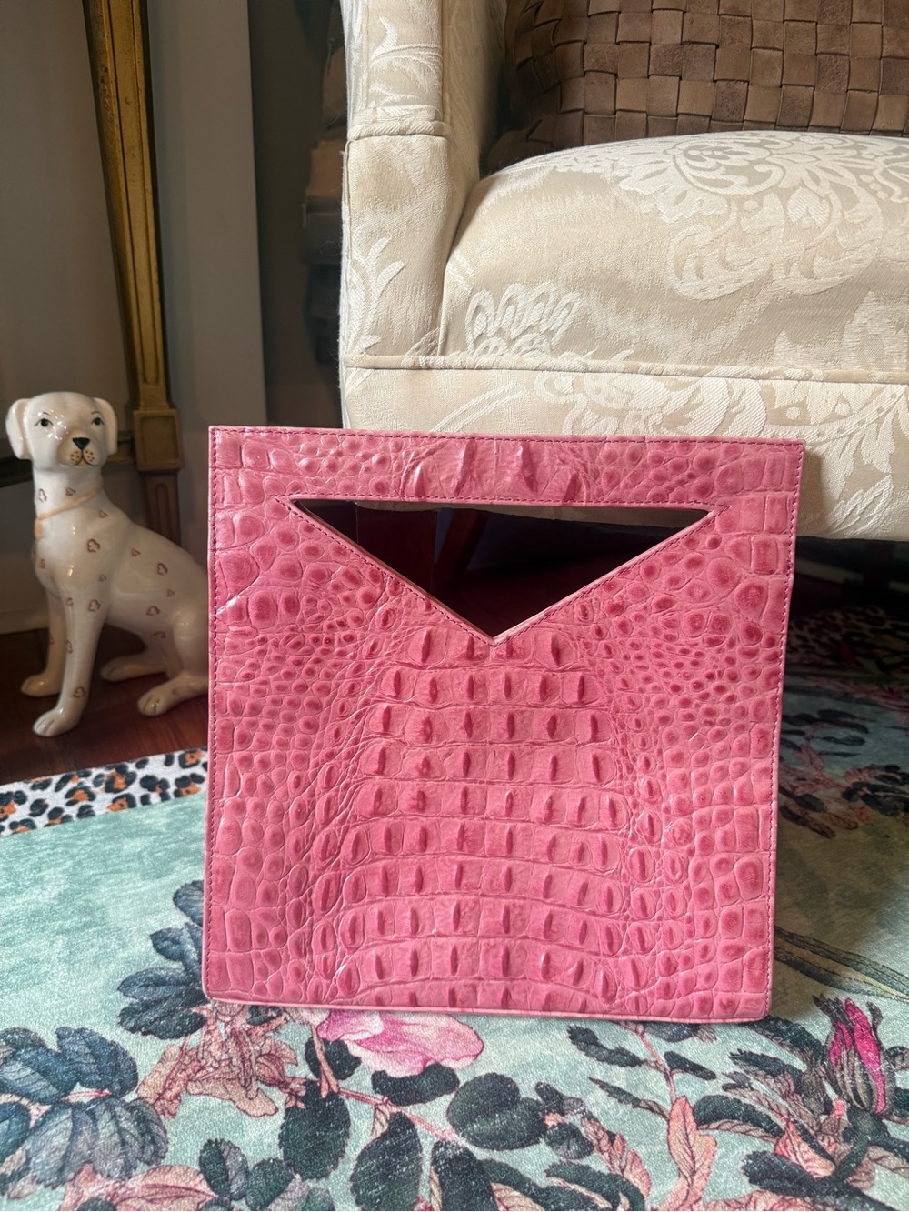 2000s Poesis Leather Croc Purse